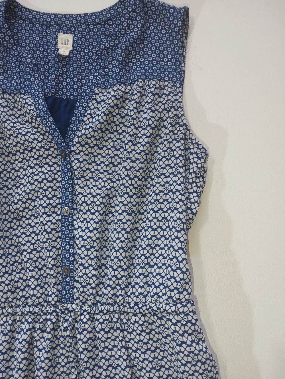 Gap Midi Dress Womens Size Small Blue White Geometric Coastal Casual Indie Boho - Picture 8 of 8